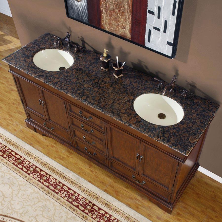 Silkroad 72" Traditional Double Sink Bathroom Vanity Vanity Silkroad Exclusive 