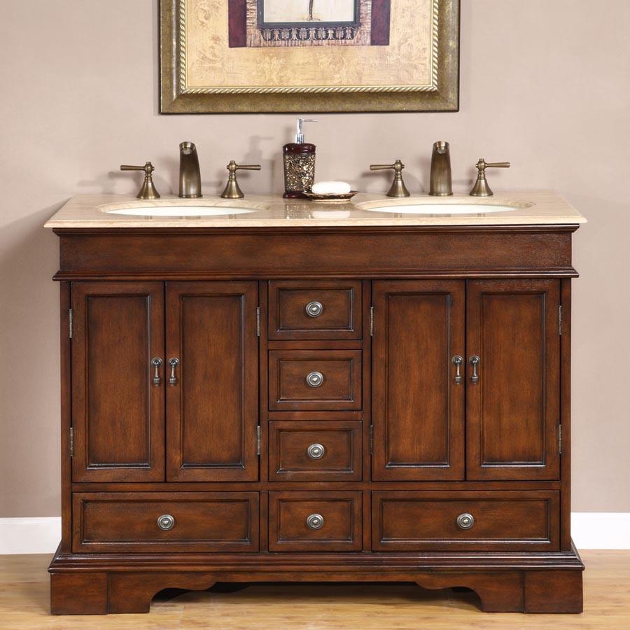 Silkroad 48" Traditional Double Sink Bathroom Vanity Vanity Silkroad Exclusive 