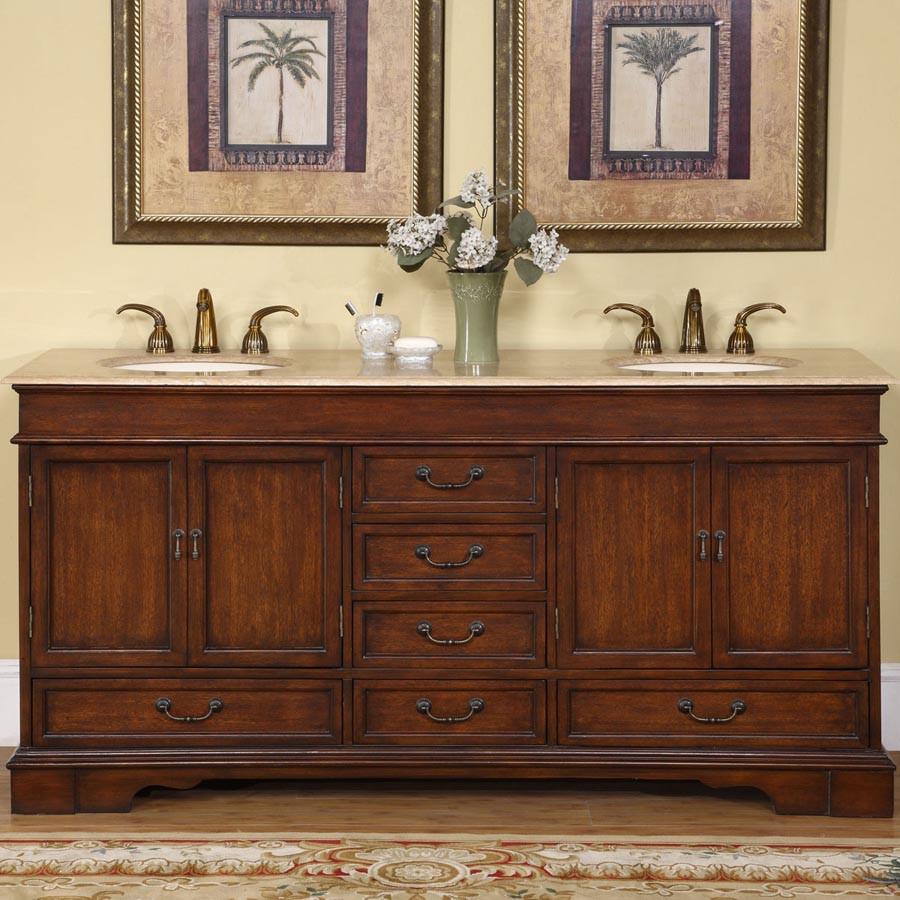 Silkroad 72" Traditional Double Sink Bathroom Vanity Vanity Silkroad Exclusive 