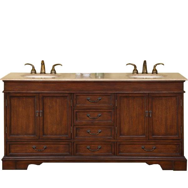 Silkroad 72" Traditional Double Sink Bathroom Vanity Vanity Silkroad Exclusive 