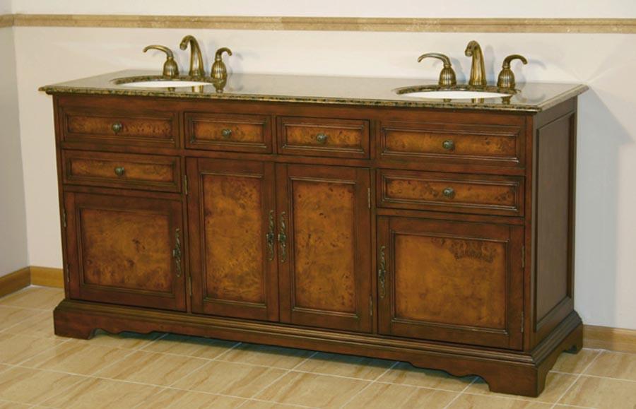 Silkroad 72" Traditional Double Sink Bathroom Vanity Vanity Silkroad Exclusive 