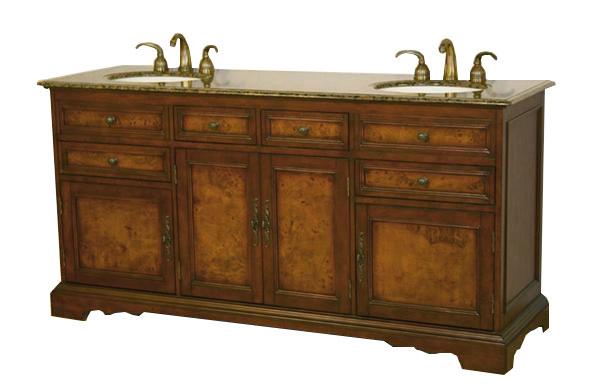 Silkroad 72" Traditional Double Sink Bathroom Vanity Vanity Silkroad Exclusive 