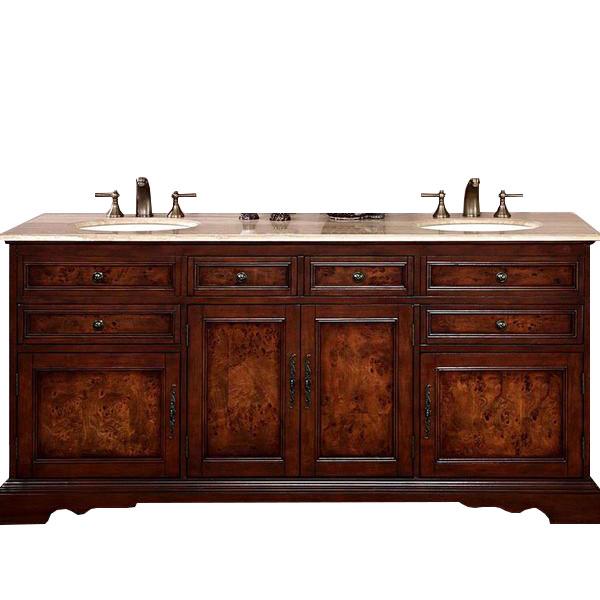 Silkroad 72" Traditional Double Sink Bathroom Vanity Vanity Silkroad Exclusive 