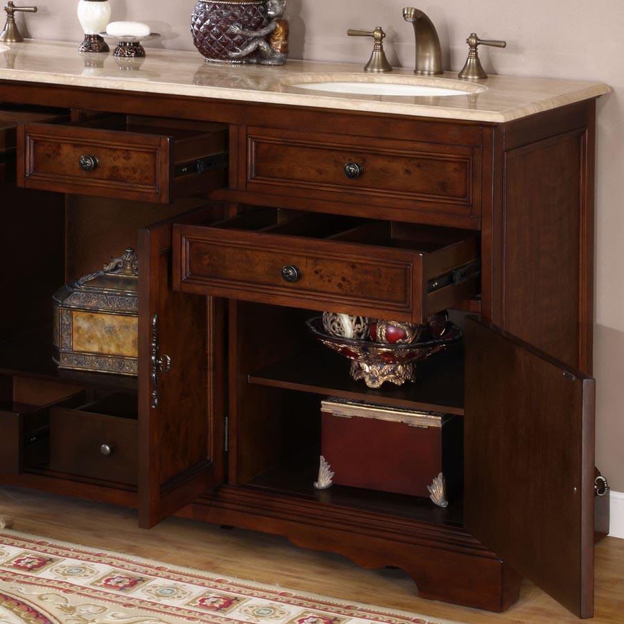Silkroad 72" Traditional Double Sink Bathroom Vanity Vanity Silkroad Exclusive 