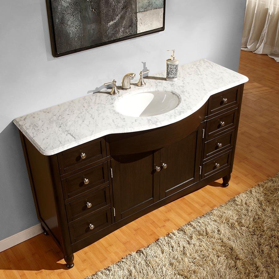 Silkroad 58" Modern Single Sink Bathroom Vanity Vanity Silkroad Exclusive 