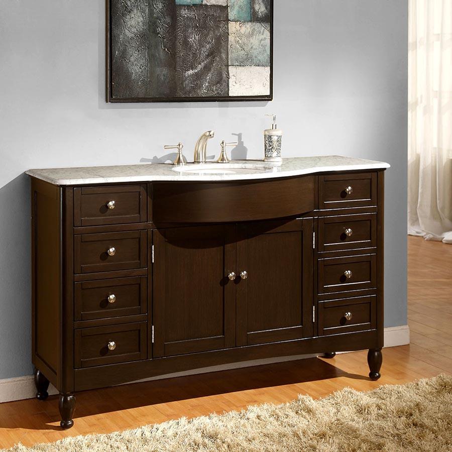 Silkroad 58" Modern Single Sink Bathroom Vanity Vanity Silkroad Exclusive 