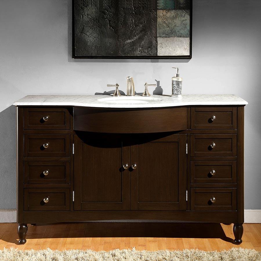 Silkroad 58" Modern Single Sink Bathroom Vanity Vanity Silkroad Exclusive 