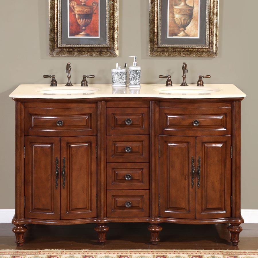 Silkroad 55" Transitional Double Sink Bathroom Vanity Vanity Silkroad Exclusive 