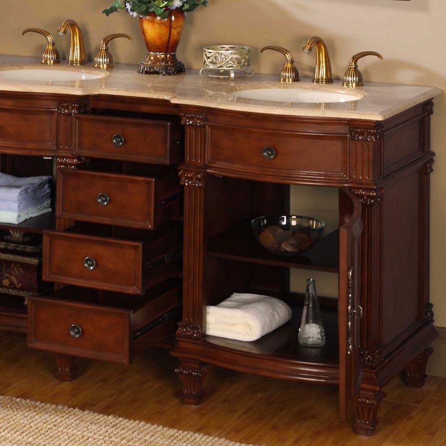 Silkroad 60" Traditional Double Sink Bathroom Vanity Vanity Silkroad Exclusive 