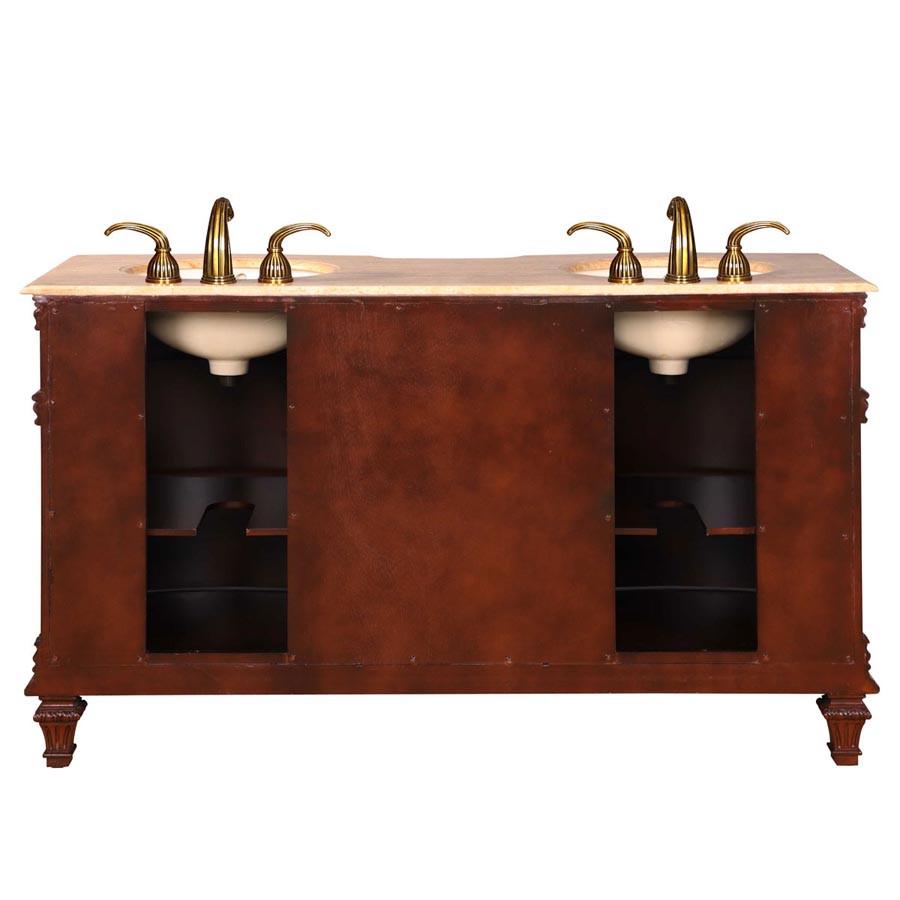Silkroad 60" Traditional Double Sink Bathroom Vanity Vanity Silkroad Exclusive 