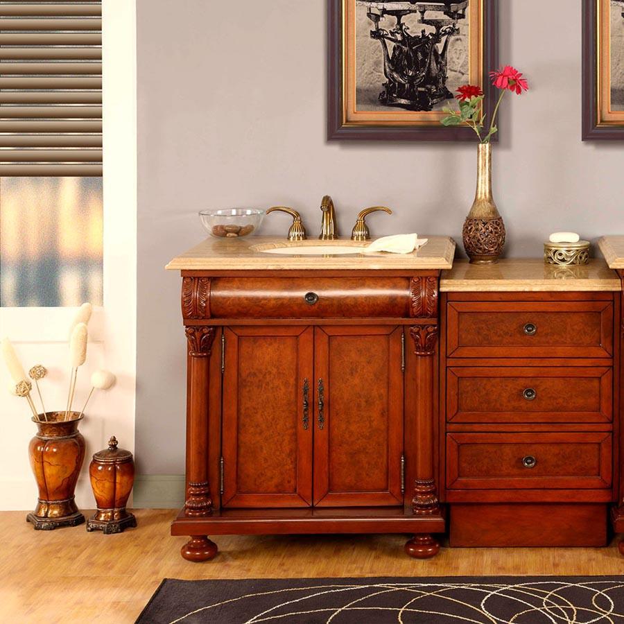 Silkroad 53" Transitional Single Sink Bathroom Vanity Vanity Silkroad Exclusive 
