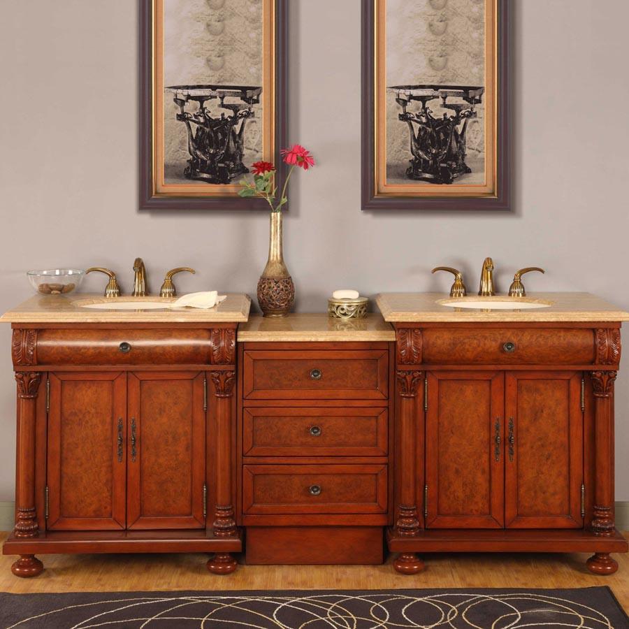Silkroad 82.5" Transitional Double Sink Bathroom Vanity Vanity Silkroad Exclusive 