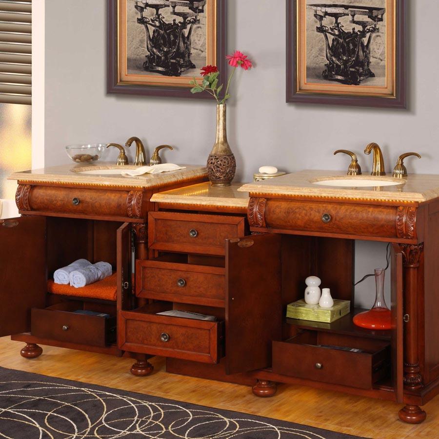 Silkroad 82.5" Transitional Double Sink Bathroom Vanity Vanity Silkroad Exclusive 