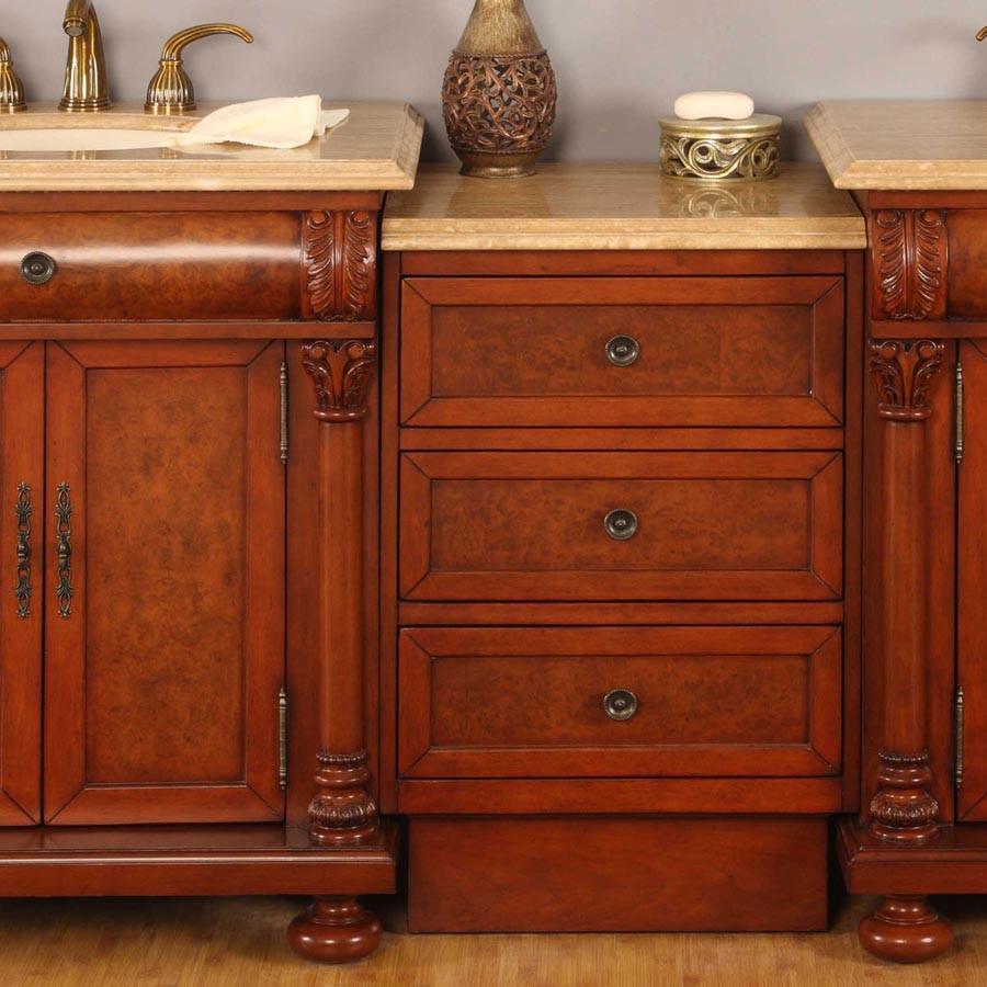Silkroad 82.5" Transitional Double Sink Bathroom Vanity Vanity Silkroad Exclusive 