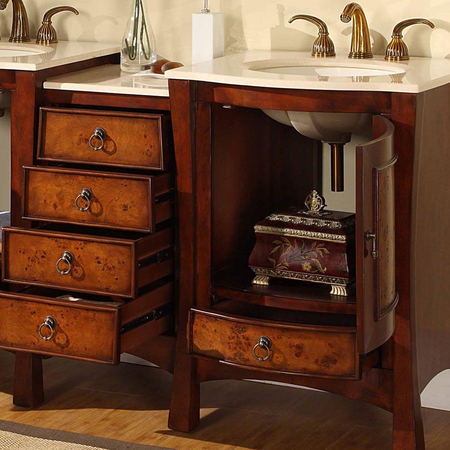 Silkroad 67" Traditional Double Sink Bathroom Vanity Vanity Silkroad Exclusive 