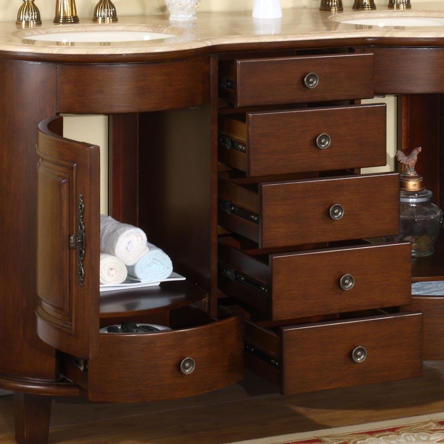 Silkroad 59" Traditional Double Sink Bathroom Vanity Vanity Silkroad Exclusive 