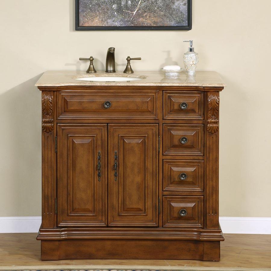 Silkroad 38" Transitional Single Sink Bathroom Vanity Vanity Silkroad Exclusive 