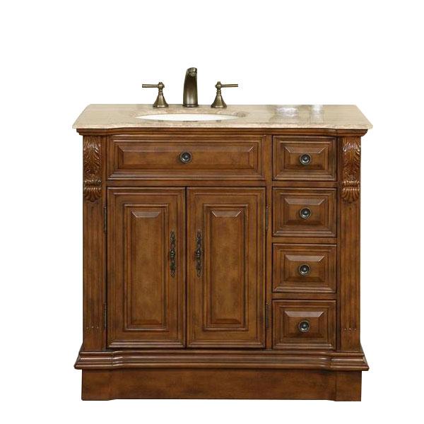 Silkroad 38" Transitional Single Sink Bathroom Vanity Vanity Silkroad Exclusive 
