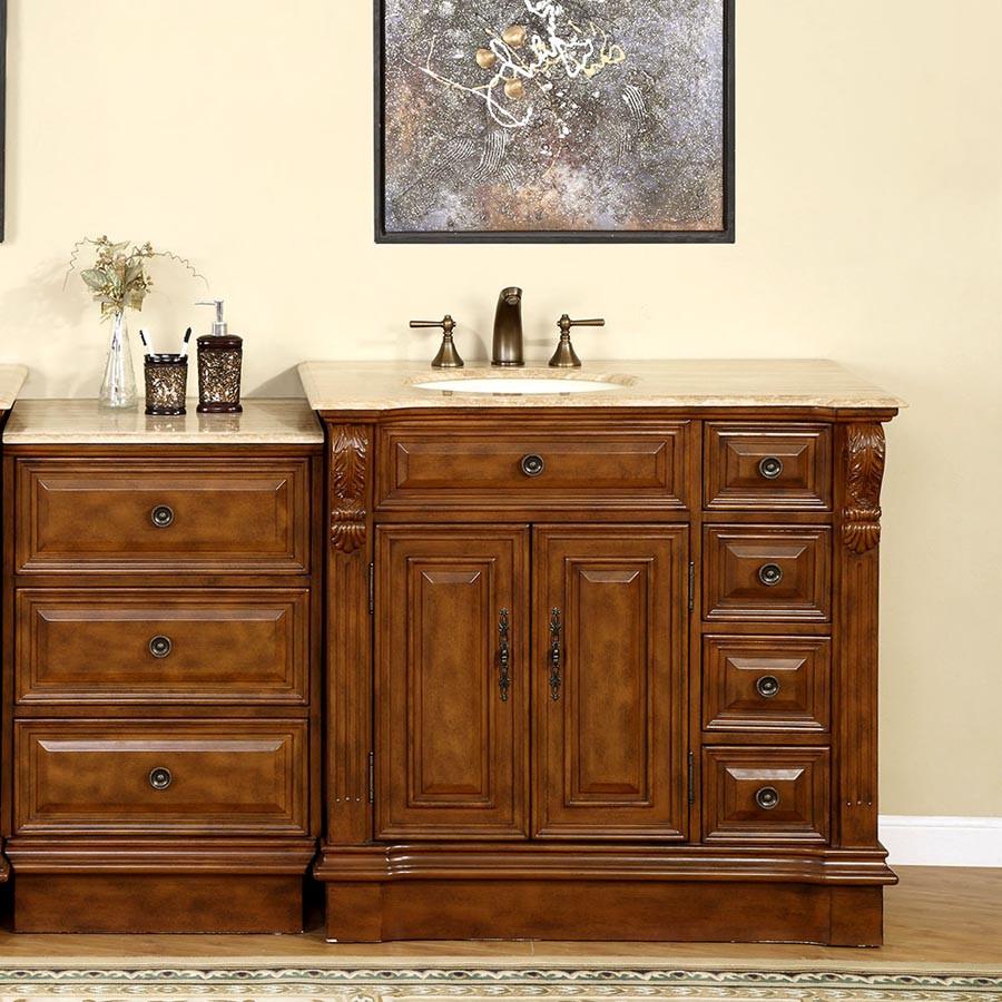 Silkroad 58" Transitional Single Sink Bathroom Vanity Vanity Silkroad Exclusive 
