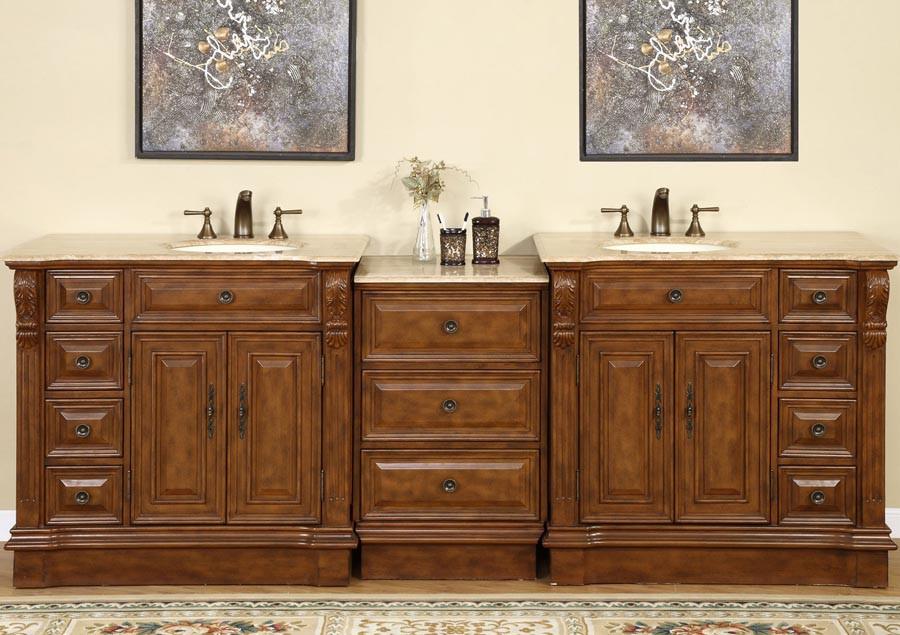 Silkroad 95" Transitional Double Sink Bathroom Vanity Vanity Silkroad Exclusive 