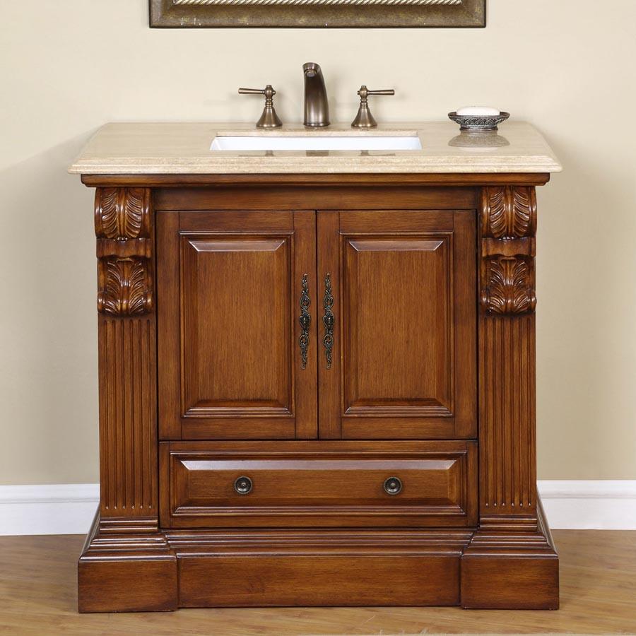 Silkroad 38.75" Transitional Single Sink Bathroom Vanity Vanity Silkroad Exclusive 