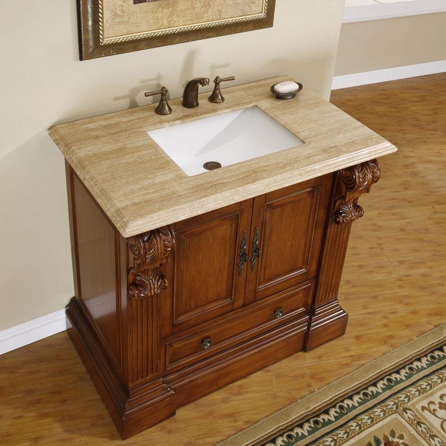 Silkroad 38.75" Transitional Single Sink Bathroom Vanity Vanity Silkroad Exclusive 