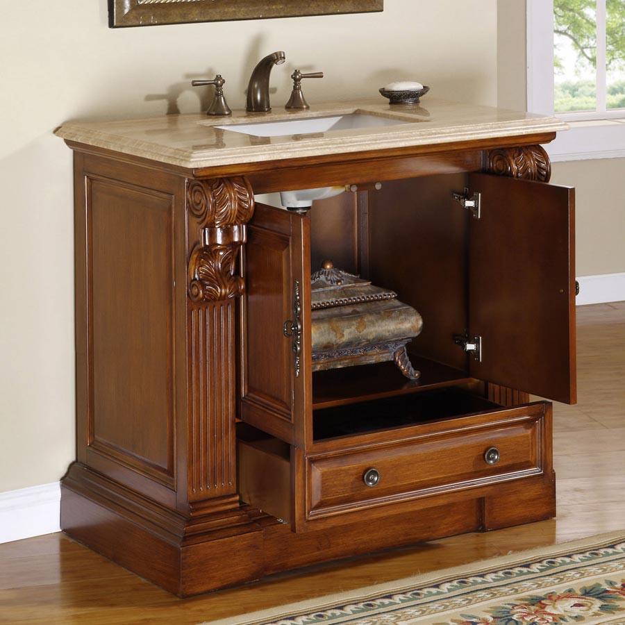 Silkroad 38.75" Transitional Single Sink Bathroom Vanity Vanity Silkroad Exclusive 