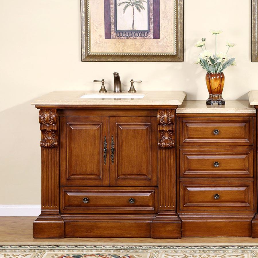 Silkroad 58" Transitional Single Sink Bathroom Vanity Vanity Silkroad Exclusive 