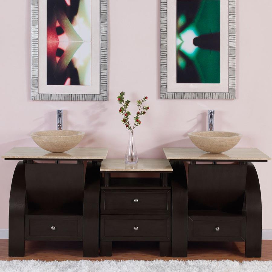 Silkroad 77" Modern Double Sink Bathroom Vanity Vanity Silkroad Exclusive 