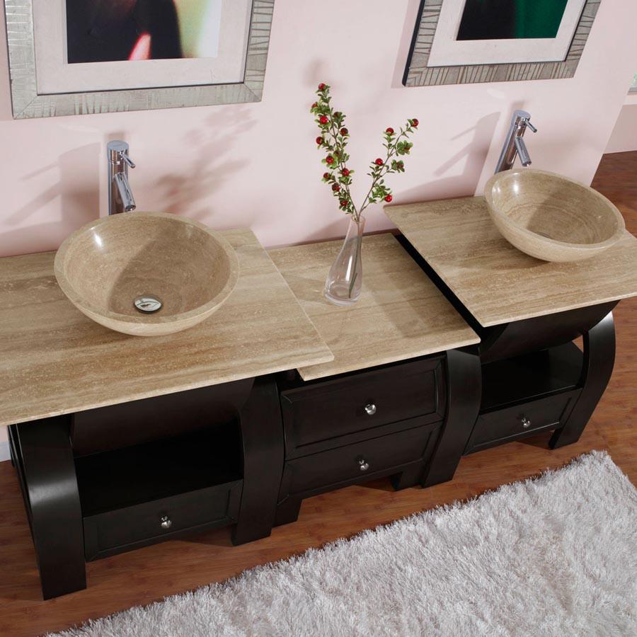Silkroad 77" Modern Double Sink Bathroom Vanity Vanity Silkroad Exclusive 