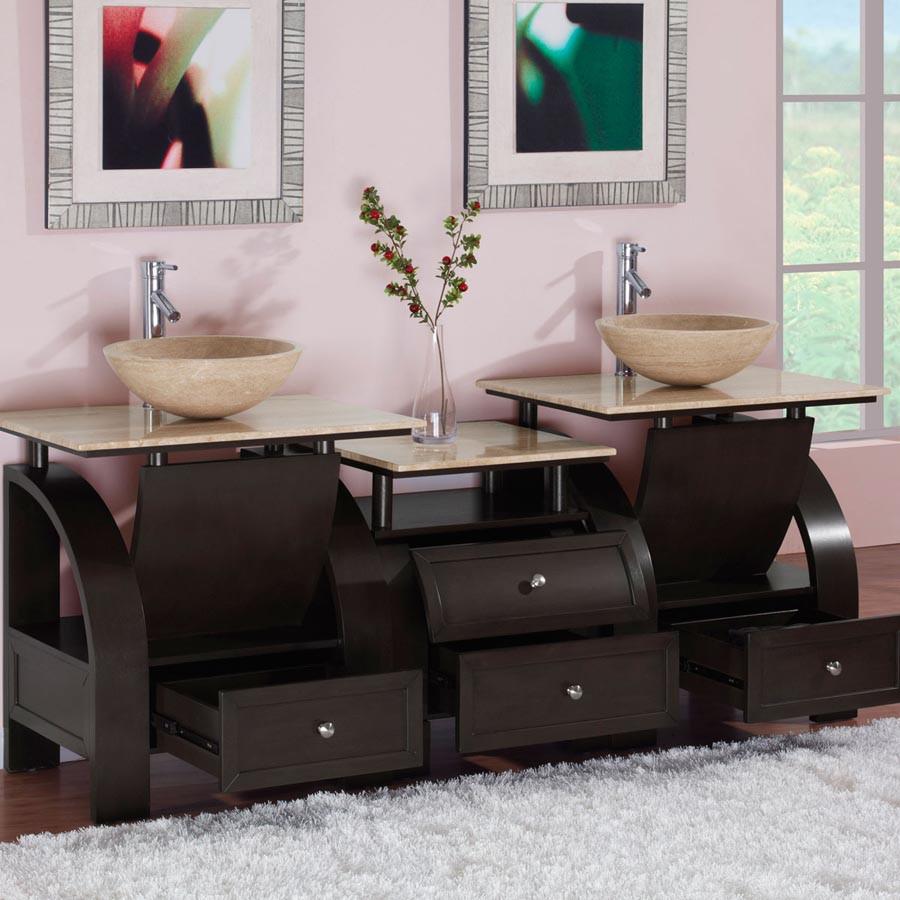 Silkroad 77" Modern Double Sink Bathroom Vanity Vanity Silkroad Exclusive 