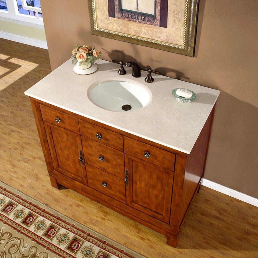 Silkroad 42" Transitional Single Sink Bathroom Vanity Vanity Silkroad Exclusive 