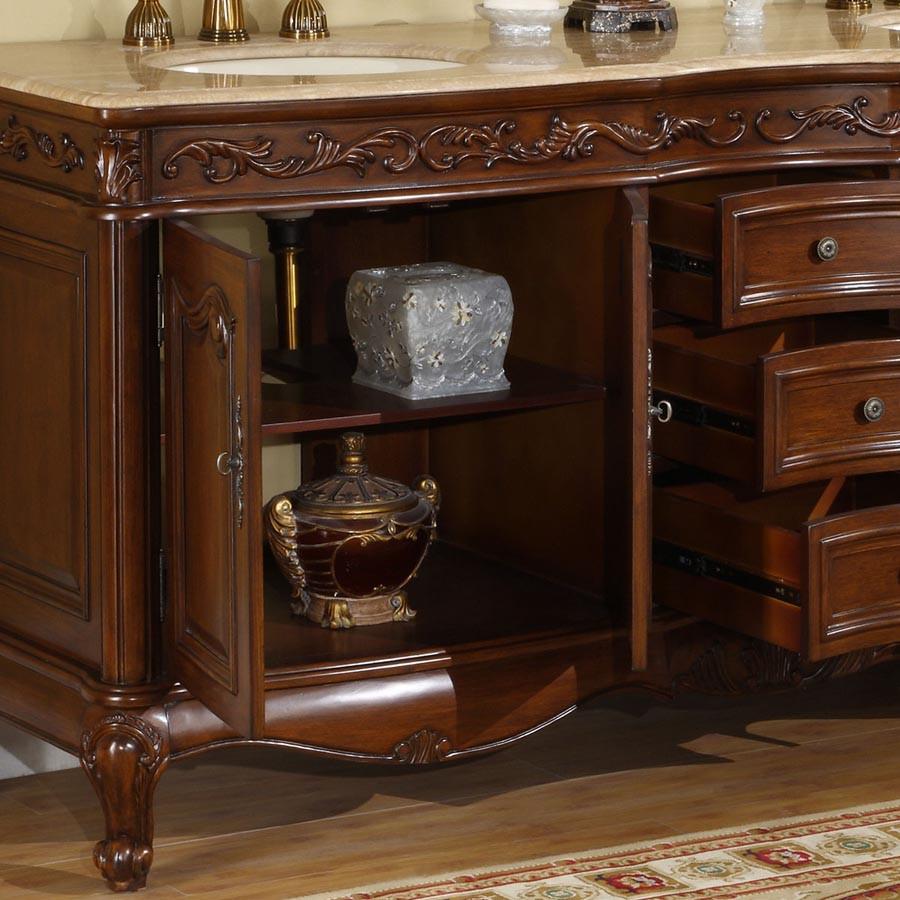 Silkroad 72" Traditional Double Sink Bathroom Vanity Vanity Silkroad Exclusive 