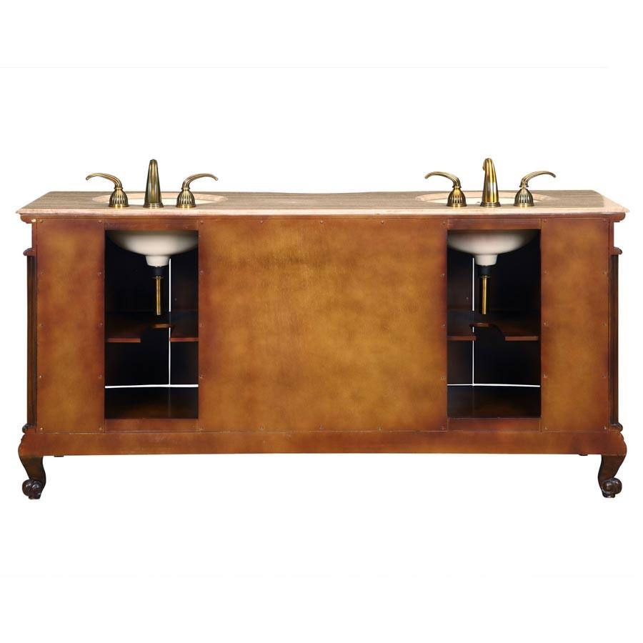 Silkroad 72" Traditional Double Sink Bathroom Vanity Vanity Silkroad Exclusive 