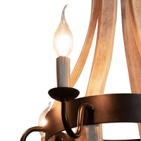 Thumbnail for Denali 6 Light Chandelier Tear Drop (Circled) Steel Frame with Wooden Pattern | Dining Room, Entryway, and Decorative Foyer Home Décor Chandeliers Canyon Home 