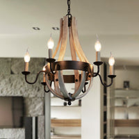 Thumbnail for Denali 6 Light Chandelier Tear Drop (Circled) Steel Frame with Wooden Pattern | Dining Room, Entryway, and Decorative Foyer Home Décor Chandeliers Canyon Home 
