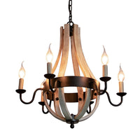 Thumbnail for Denali 6 Light Chandelier Tear Drop (Circled) Steel Frame with Wooden Pattern | Dining Room, Entryway, and Decorative Foyer Home Décor Chandeliers Canyon Home 