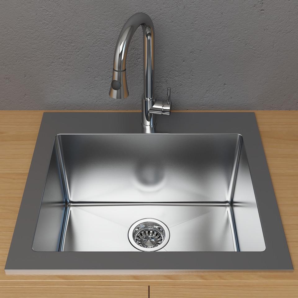 Cantrio Single Basin Drop-In Sink Laundry Stainless Steel Cantrio 
