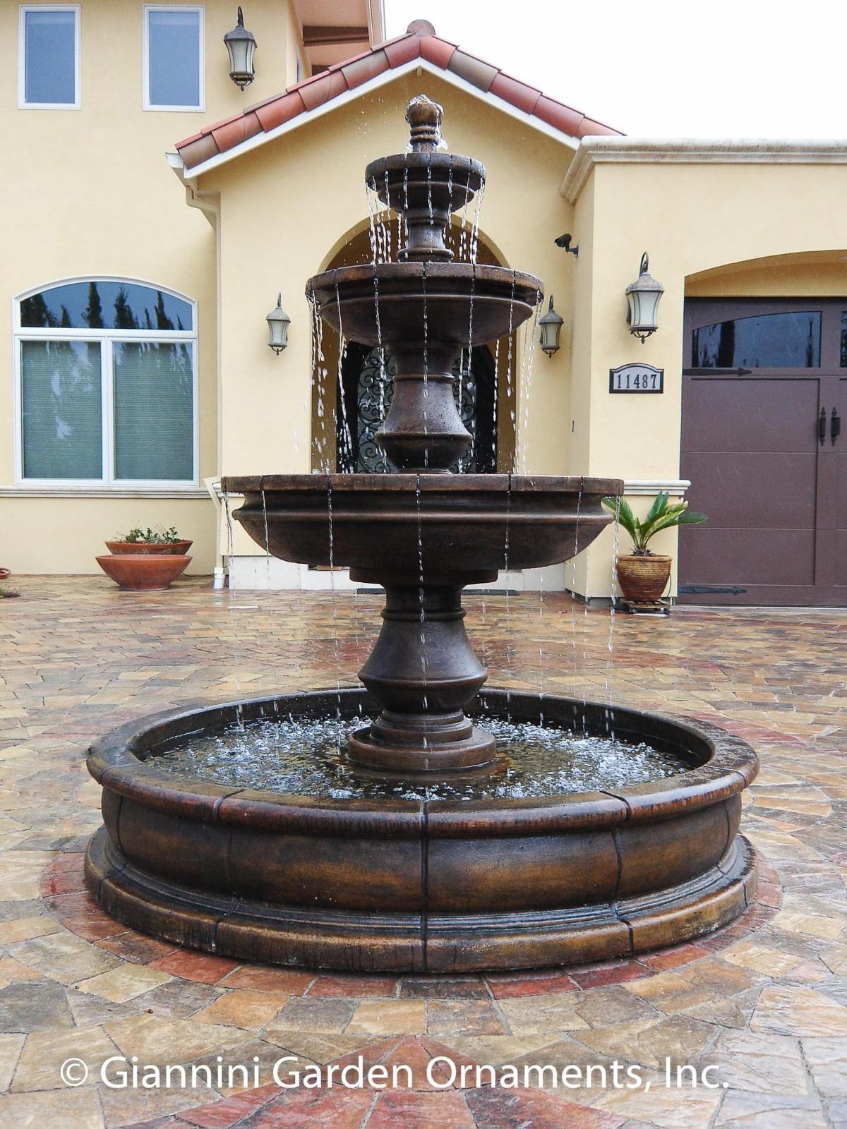 Montefalco Two Tier Pond Outdoor Cast Stone Garden Fountain Fountain Tuscan 