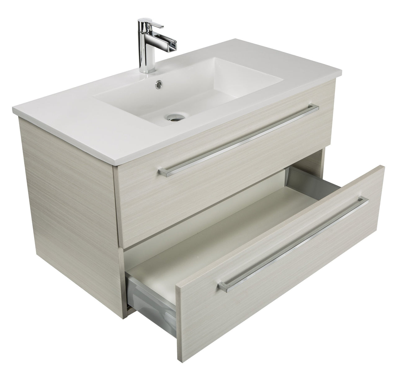 White Chocolate 30'' Modern Wall Hung Vanity 2 Drawers With Top by Cutler Vanity Cutler Kitchen & Bath 