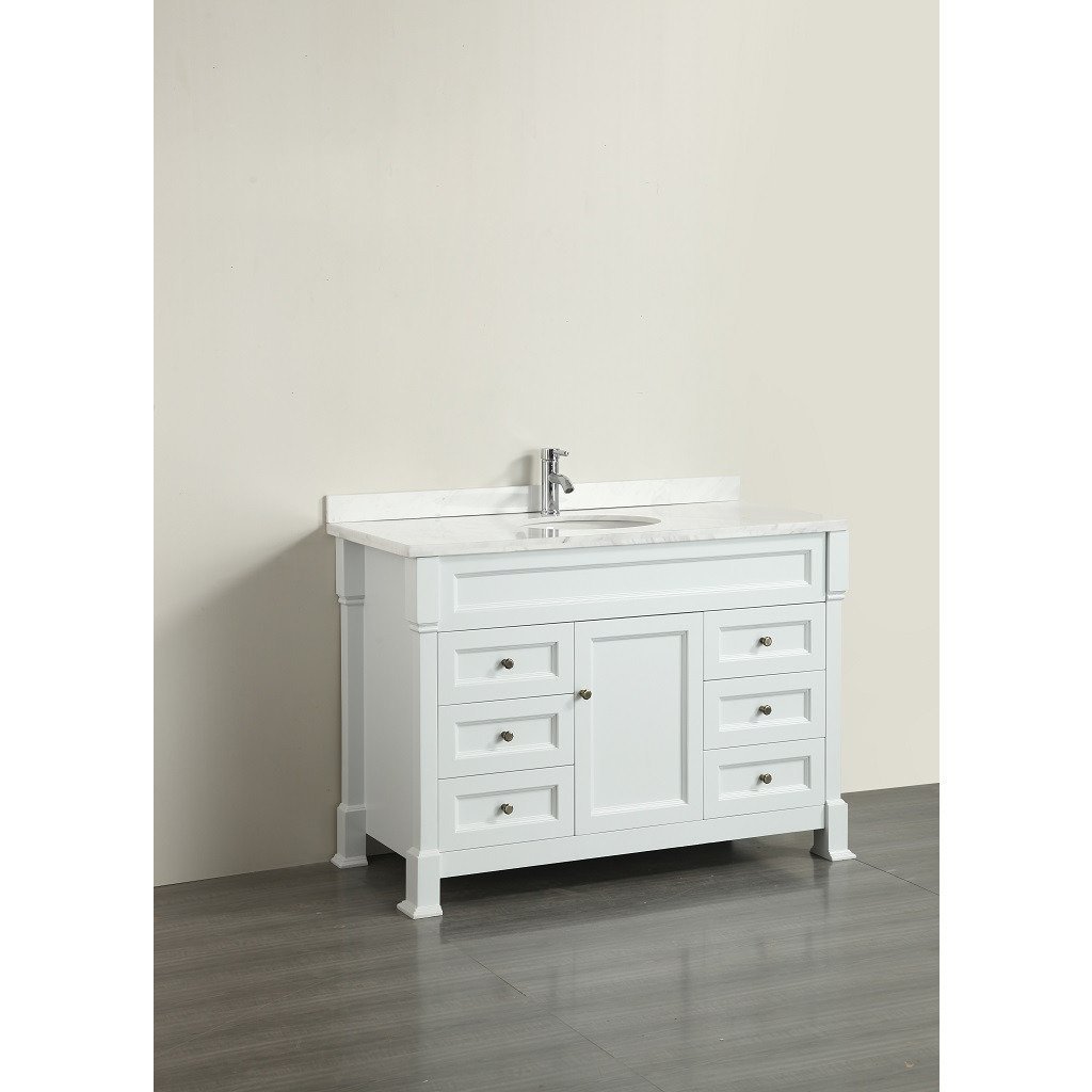 Eviva Tim 48" White Vanity with White Carrera Counter-top & Porcelain Sink Vanity Eviva 