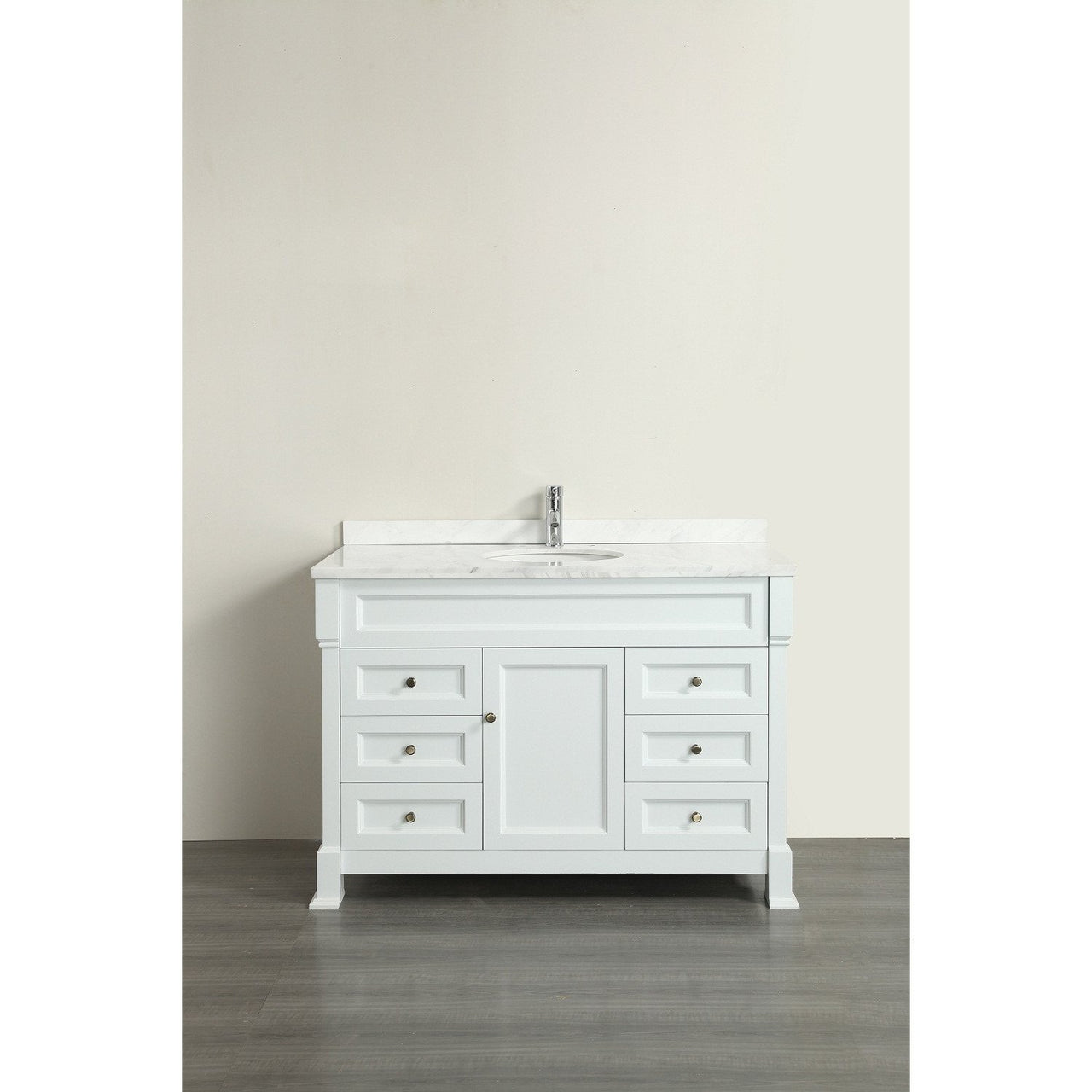 Eviva Tim 48" White Vanity with White Carrera Counter-top & Porcelain Sink Vanity Eviva 