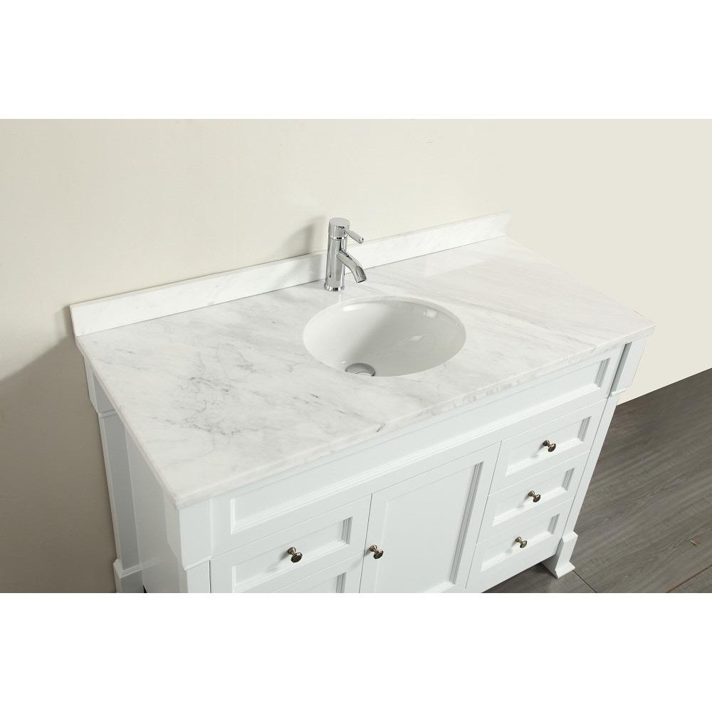 Eviva Tim 48" White Vanity with White Carrera Counter-top & Porcelain Sink Vanity Eviva 