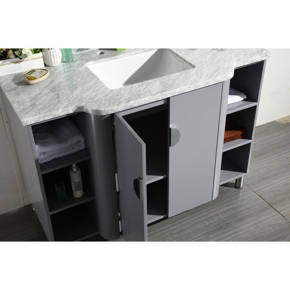 Eviva Plus Vienna 48" Satin Luxuries Grey Modern Vanity With White Carrera Marble Top & Porcelain Sink Vanity Eviva 