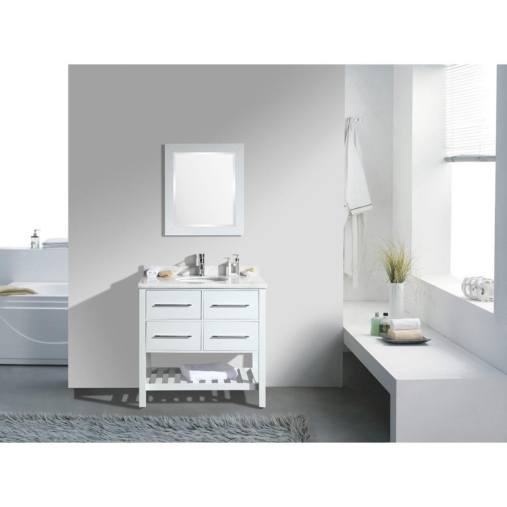 Eviva Natalie F.® 36" White Vanity with White Carrera Marble Counter-top & White Porcelain Sink Vanity Eviva 
