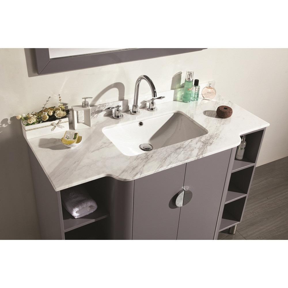 Eviva Plus Vienna 48" Satin Luxuries Grey Modern Vanity With White Carrera Marble Top & Porcelain Sink Vanity Eviva 