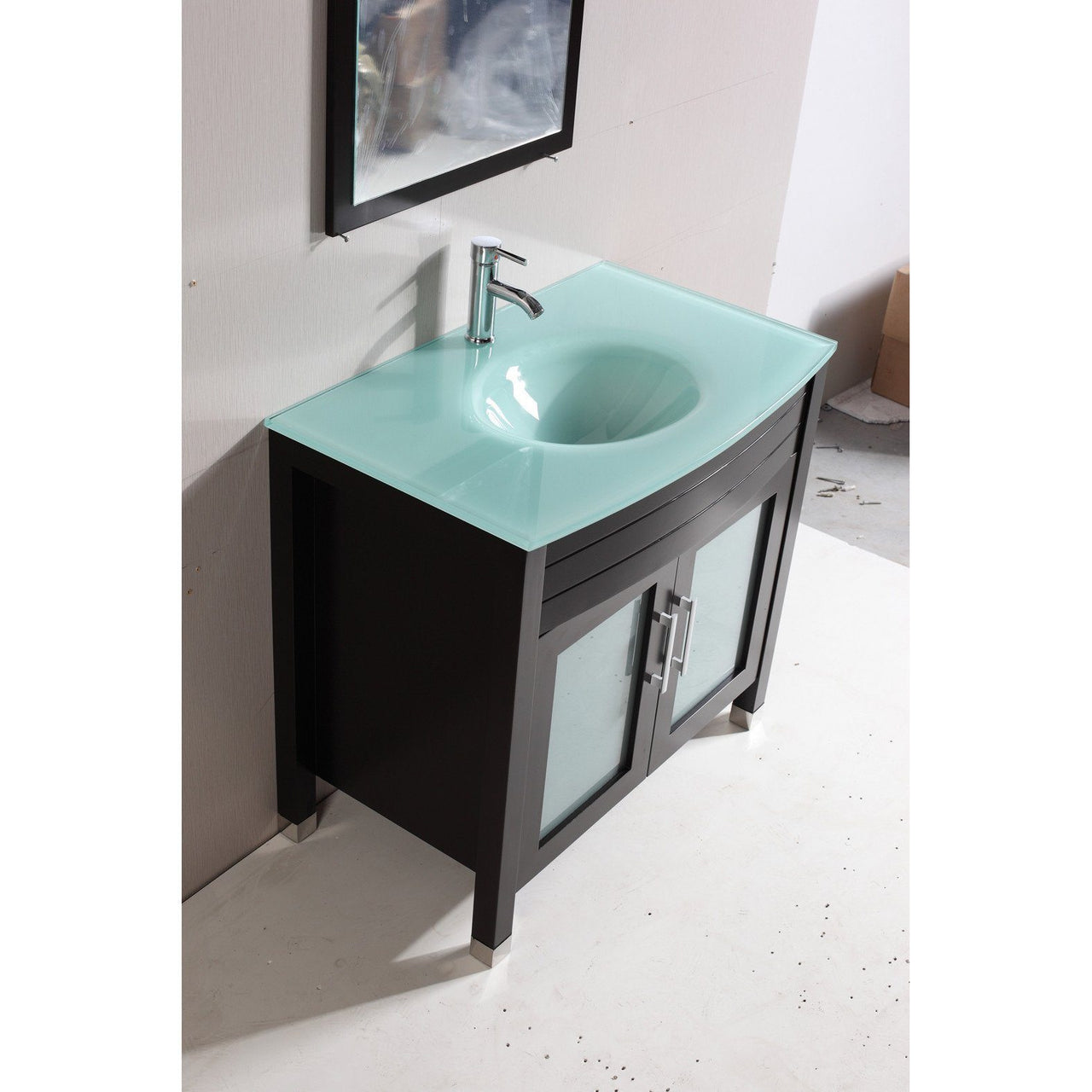 Eviva Roca 36" Espresso Bathroom Cabinet with Integrated Glass Tempered Sink Vanity Eviva 