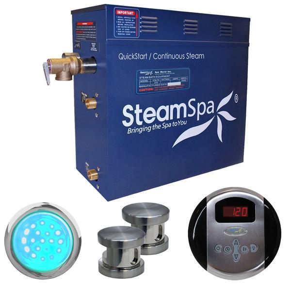 SteamSpa Indulgence 12 KW QuickStart Acu-Steam Bath Generator Package in Brushed Nickel Steam Generators SteamSpa 
