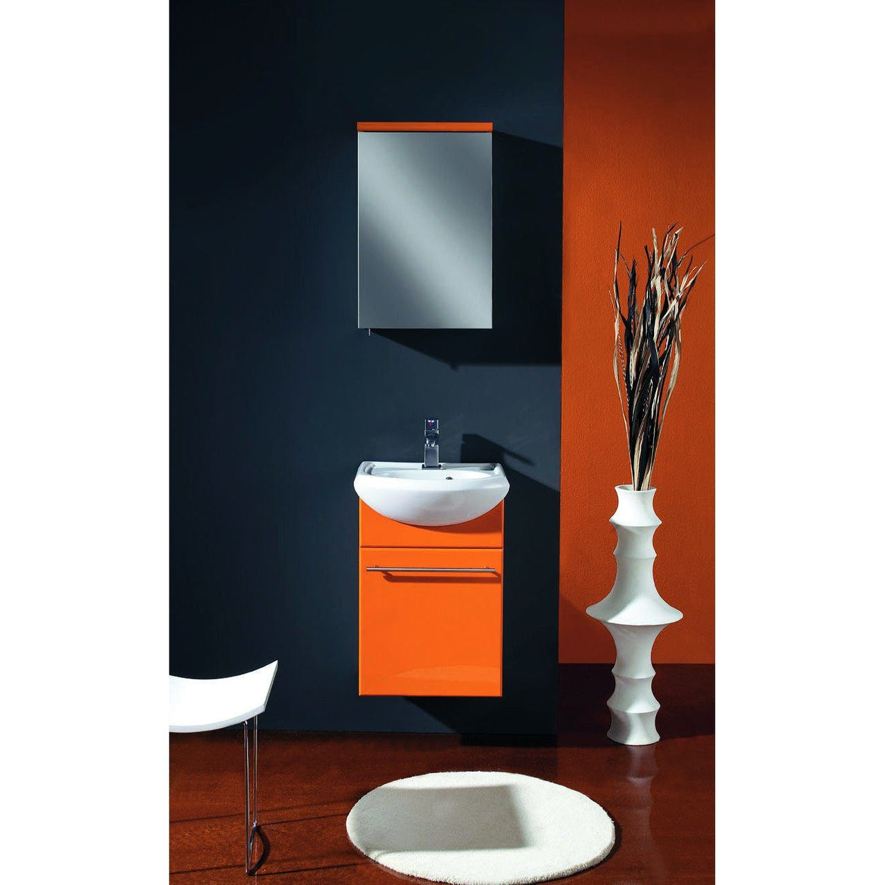 Eviva Venti 18" Wall Mount Orange Modern Vanity with White Integrated Porcelain Sink Vanity Eviva 