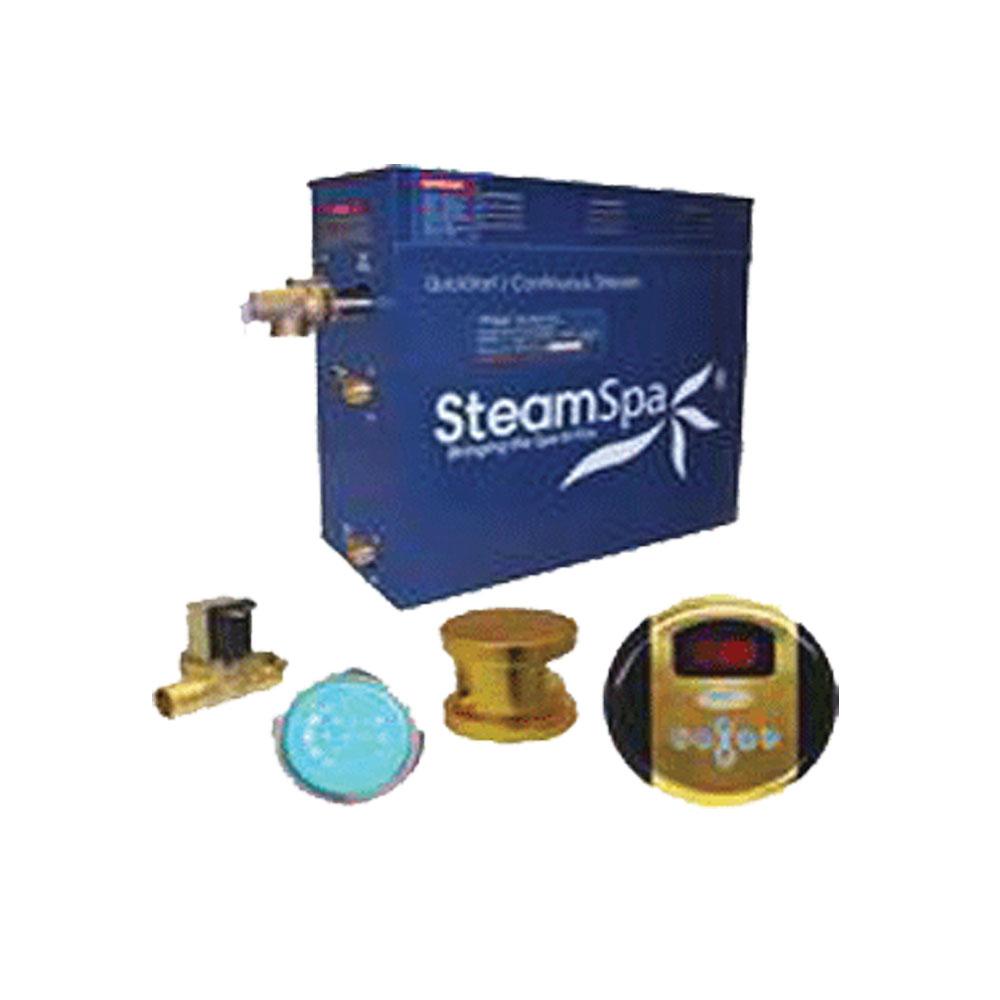 SteamSpa IN600GD-A Indulgence 6 KW QuickStart Acu-Steam Bath Generator Package with Built-in Auto Drain in Polished Gold Steam Generators SteamSpa 